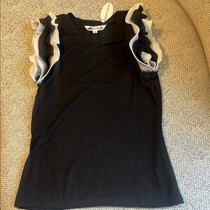Black Ruffled Sleeve Top